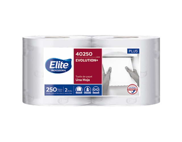 TOALLA DE PAPEL INDUSTRIAL EVOLUTION 250 METROS  2 ROLLOS ELITE