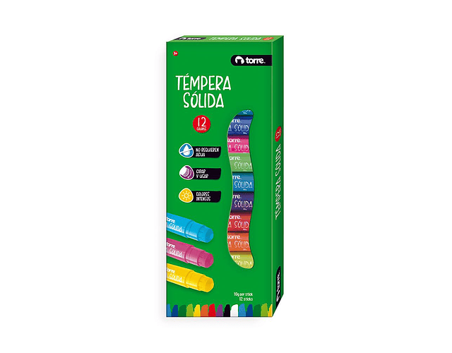 TEMPERA SOLIDA 12 COLORES 10 GRAMOS