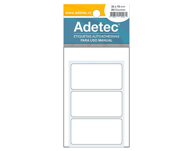 ETIQUETA ADETEC AUTOADHESIVA 35X70 mm BLANCA