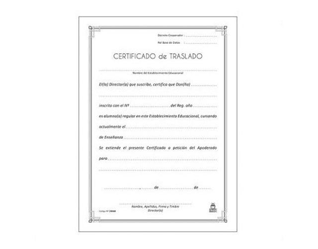 CERTIFICADO DE TRASLADO