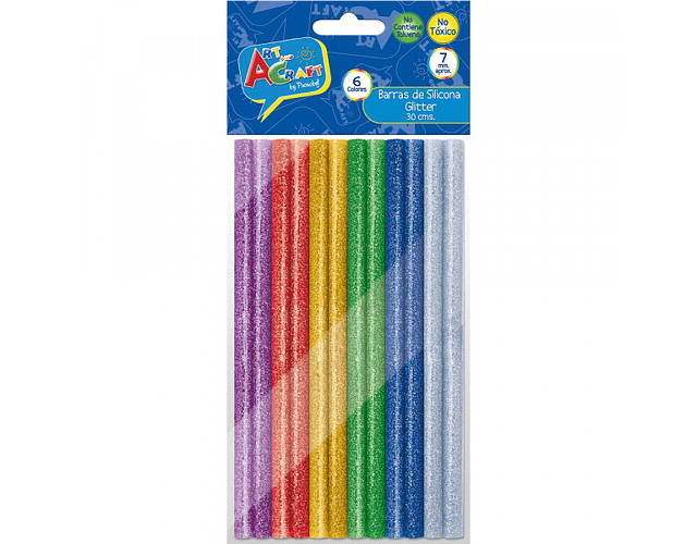 SILICONA EN BARRA GLITTER 12 UNIDADES ART AND CRAFT