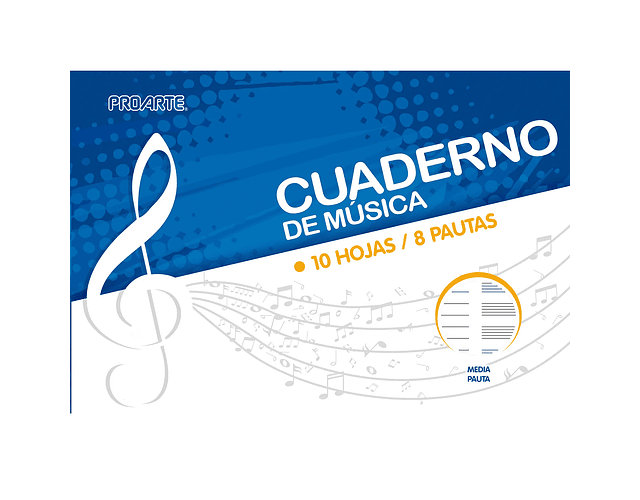 CUADERNO MÚSICA 1/2 PAUTA 10 HOJAS 8 PAUTAS