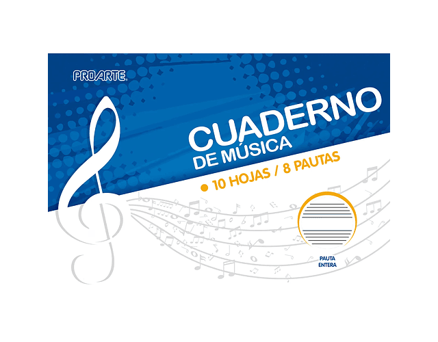 CUADERNO MÚSICA  PAUTA ENTERA 10 HJS. 8 PAUTAS