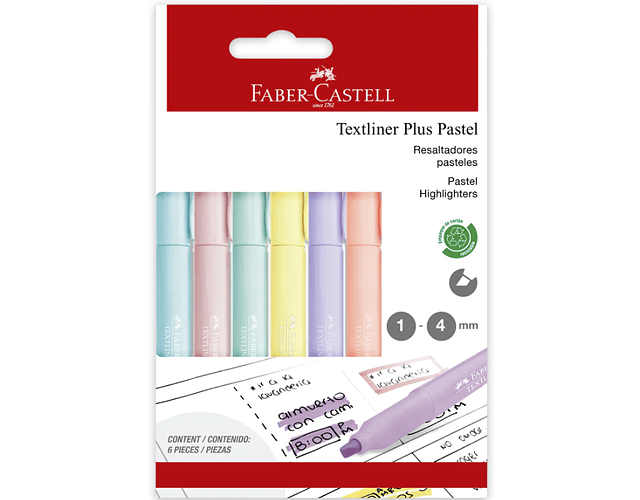 DESTACADORES TEXTLINER PLUS PASTEL X6
