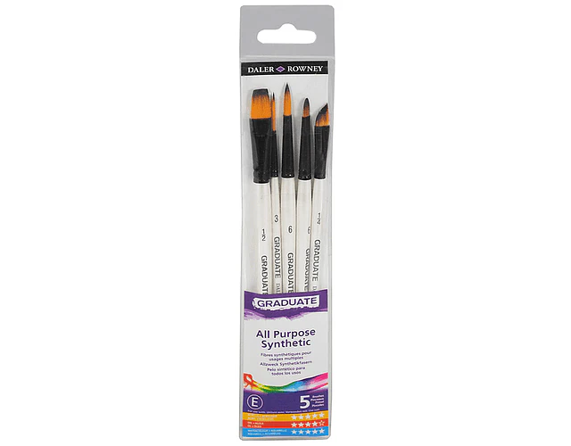 SET DE PINCELES PARA TECNICAS HUMEDAS 5 UNIDADES.