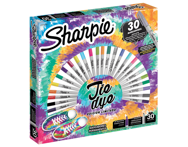 SHARPIE TIE DYE 30 MARCADORES FINOS