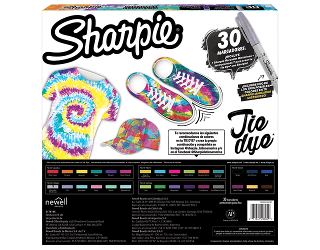 SHARPIE TIE DYE 30 MARCADORES FINOS