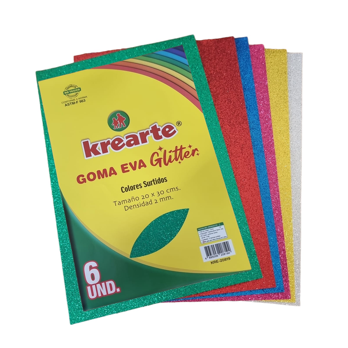 SET DE GOMA EVA GLITTER ADHESIVA - KREARTE
