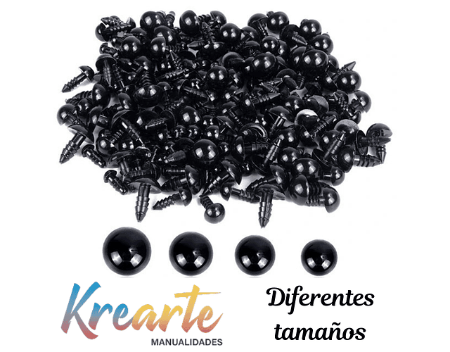 OJOS DE AMIGURUMI COLOR NEGRO - DIFERENTES TAMAÑOS