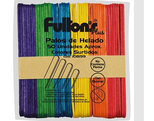 PALOS DE HELADO COLORES 50 UNIDADES