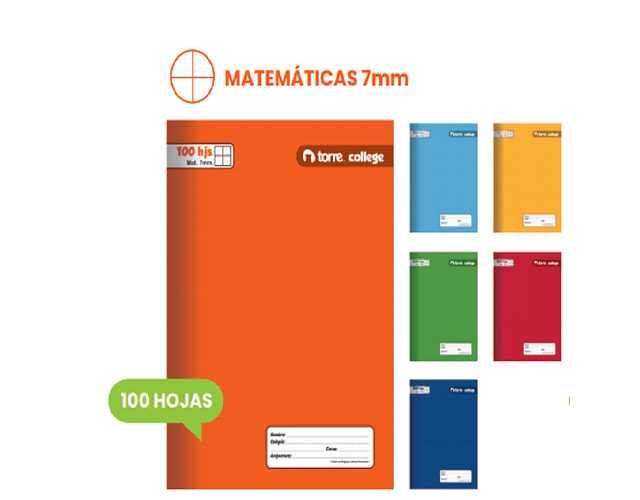 CUADERNO COLLEGE 100 HOJAS MAT7MM. LISO