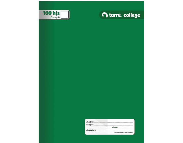 CUADERNO COLLEGE 100 HJS. CROQUIS LISO