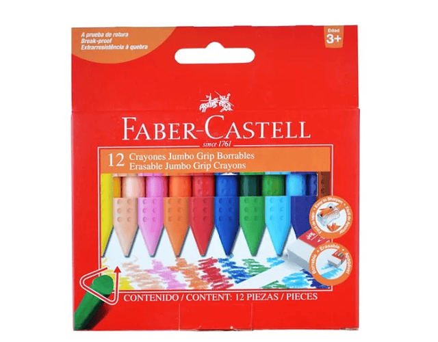 LAPICES CERA 12 COLORES TRIANGULAR BORRABLE