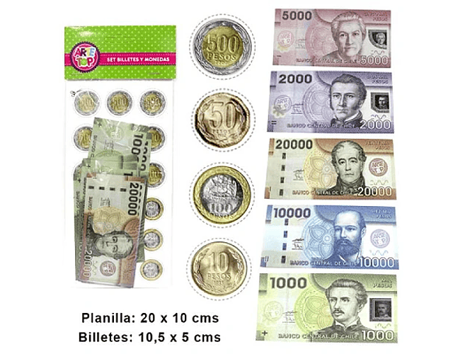 SET BILLETES Y MONEDAS DE CHILE