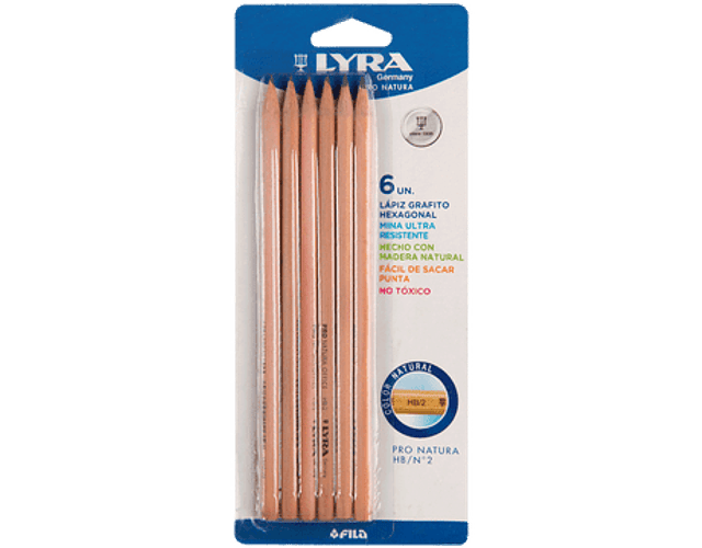 BLISTER LAPIZ GRAFITO NATURAL 6 UNIDADES