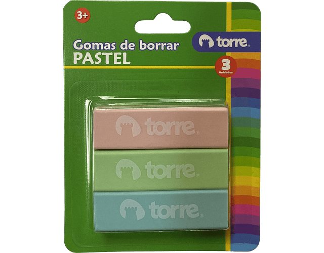 SET GOMAS COLORES PASTEL 3 UNIDADES