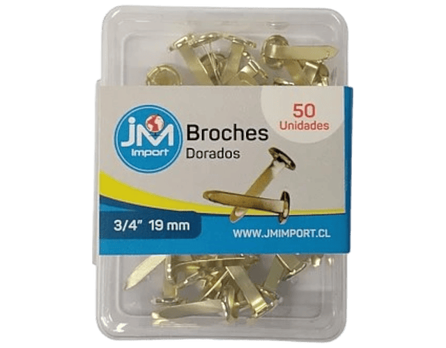 BROCHES DORADOS 3/4 19MM 50 UNDS