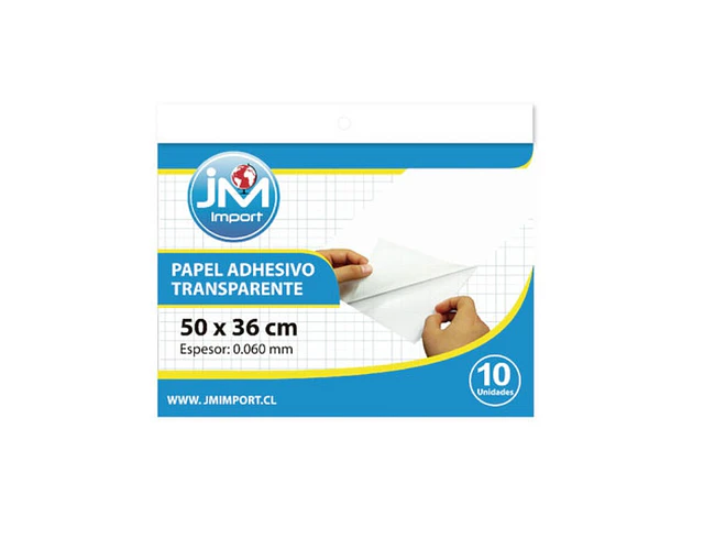 PAPEL ADHESIVO TRANSPARENTE 50X36CM 10HJS