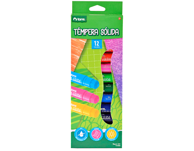 TEMPERA SOLIDA 12 COLORES 10 GRAMOS