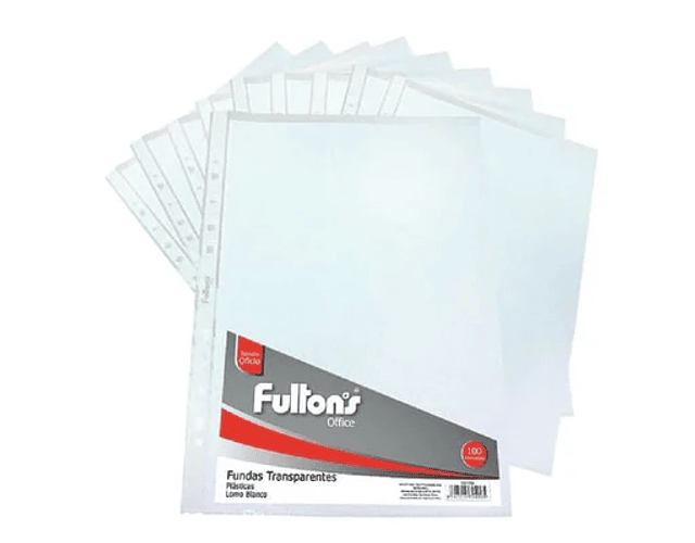 FUNDA OFICIO TRANSPARENTE RIBETE BLANCO