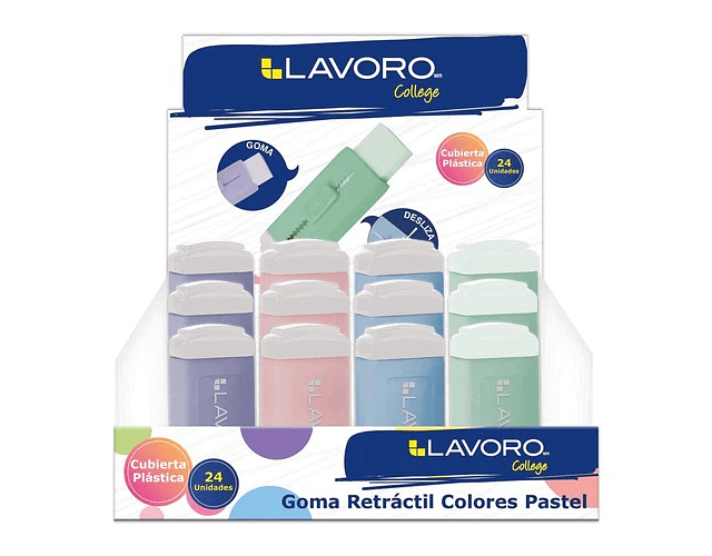 GOMA DE BORRAR RETRACTIL COLORES CUBIERTA PLÁSTICA