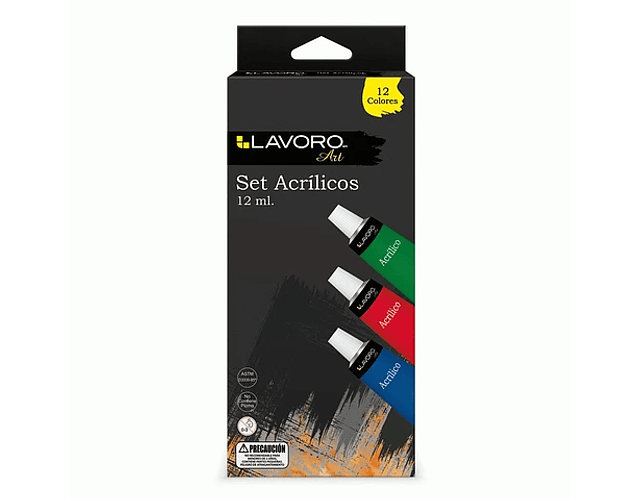 SET ACRILICO 12 COLORES 12 ML.