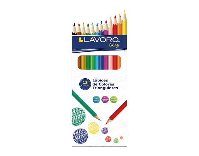 LÁPICES DE COLORES TRIANGULARES 12 UNIDADES 