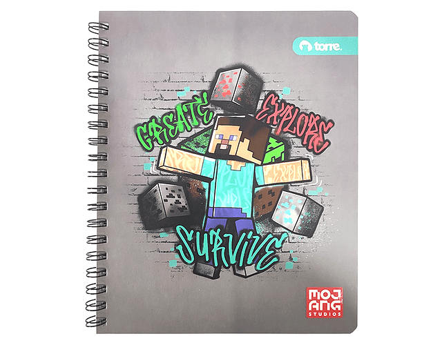 CUADERNO UNIVERSITARIO 7MM 100 HOJAS MINECRAFT