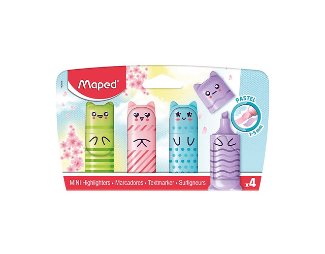 SET DESTACADORES MINI PASTEL POCKET 4 UNIDADES