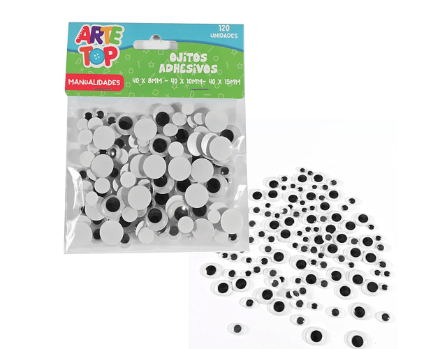SET OJITOS ADHESIVOS 120 UNIDADES 