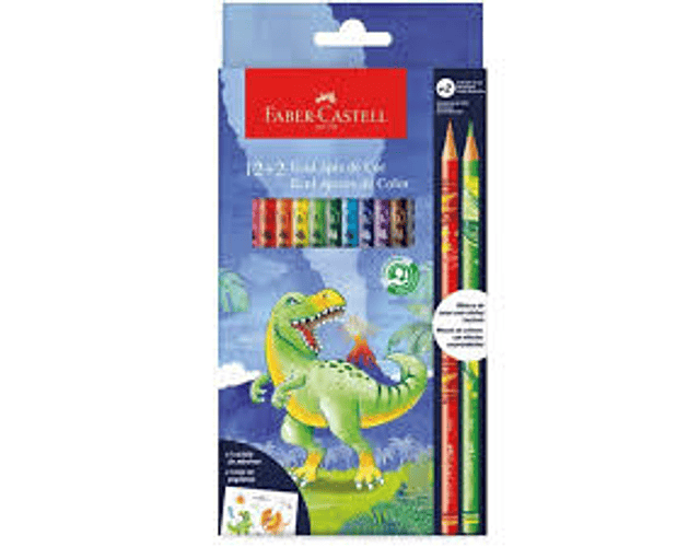 LAPICES 12 COLORES DINOSAURIO +2 