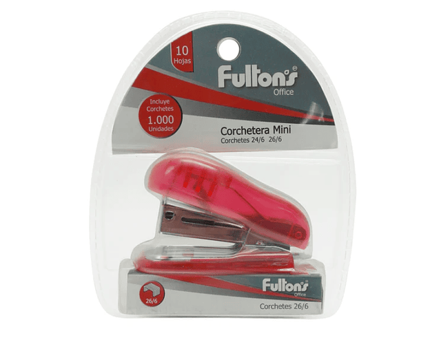 BLISTER CORCHETERA PLASTICA MINI 10 HOJAS ROJA