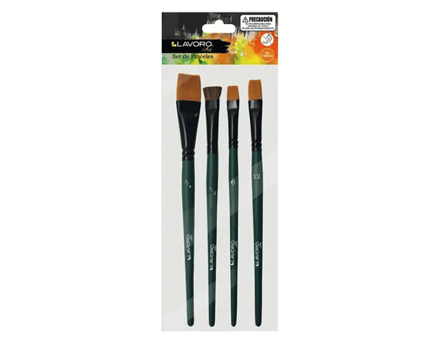 SET PINCELES ARTISTICOS 4 PCS PLANOS(6. 12, 3/4, 1/2)