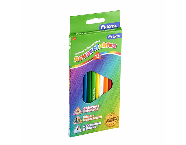 LAPICES 12 COLORES  ACUARELABLES TRIANGULAR