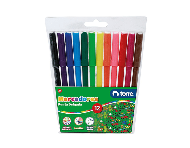MARCADORES DIBUJO SCRIPTO 12 COLORES