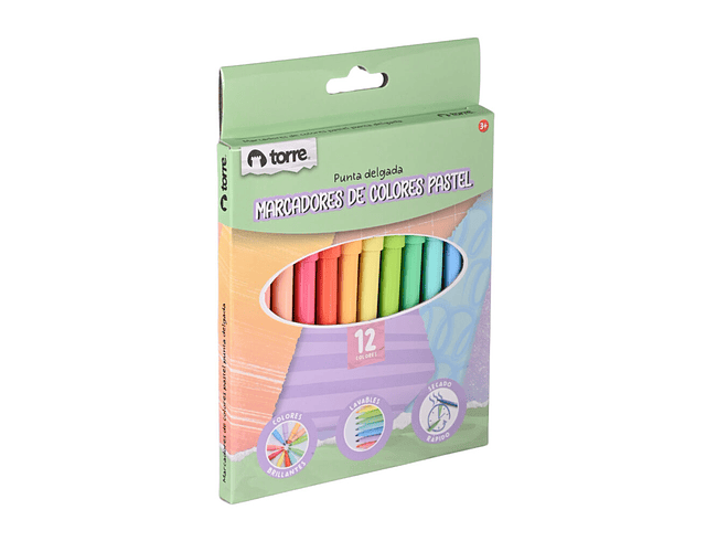MARCADORES DIBUJO SCRIPTO 12 COLORES PASTEL