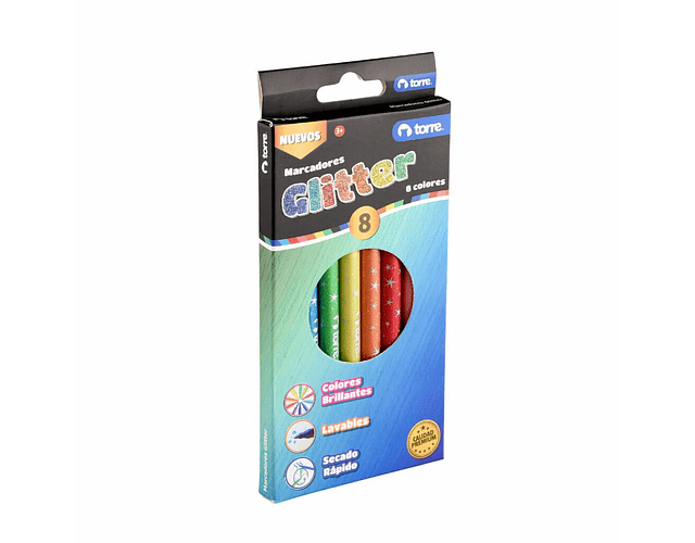 MARCADORES GLITTER 8 COLORES