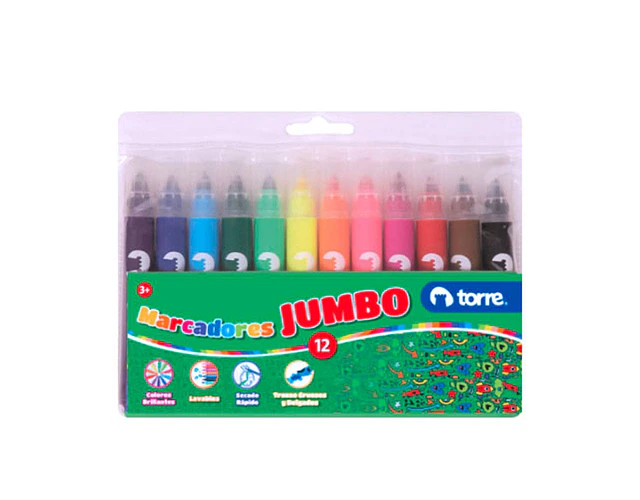 MARCADORES DIBUJO JUMBO 12 COLORES 