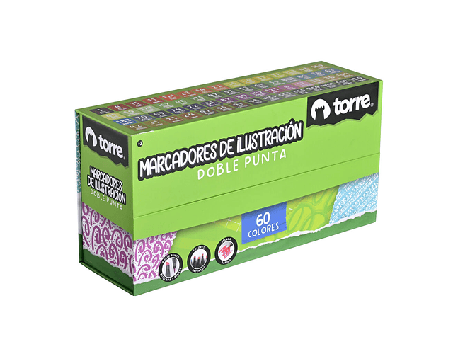MARCADORES DE ILUSTRACION DOBLE PUNTA 60 COLORES