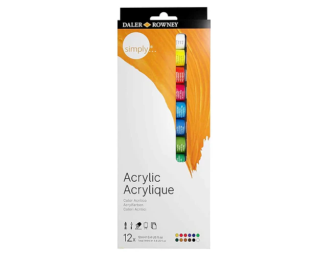 SET ACRILICO SIMPLY 12 COLORES 12ML.