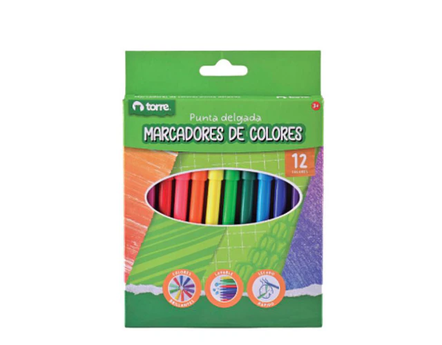 MARCADORES DIBUJO SCRIPTO 12 COLORES