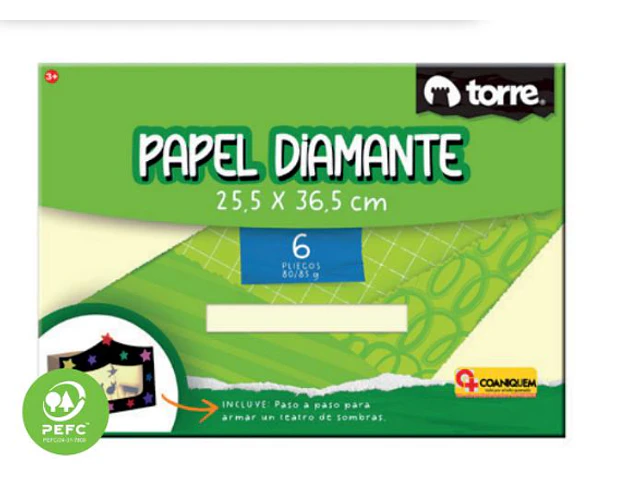 CARP.ESCOLAR PAPEL DIAMANTE 25X36 6 PLIEGOS