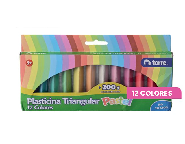 PLASTICINA TRIANGULAR 12COL.PASTEL