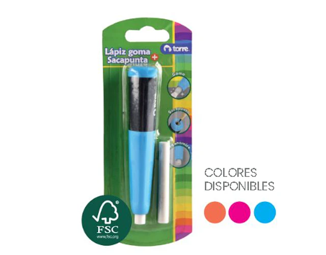 BL.GOMA TIPO LAPIZ CON SACAPUNTAS + REP.GOMA