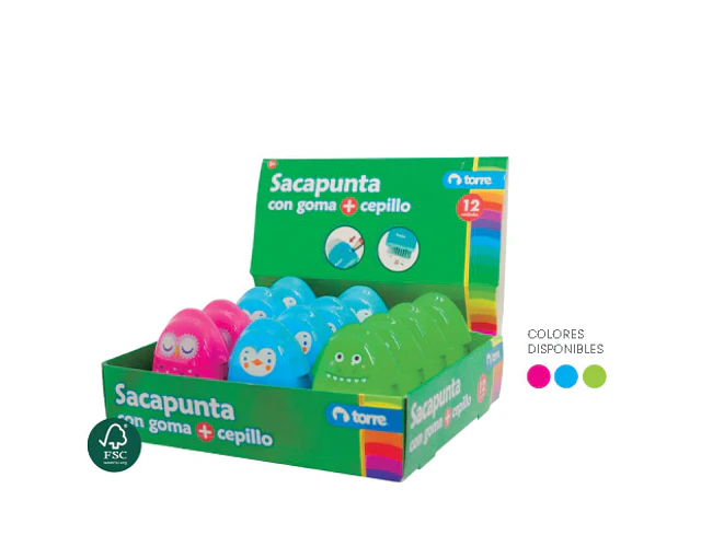 SACAPUNTAS CON GOMA + CEPILLO