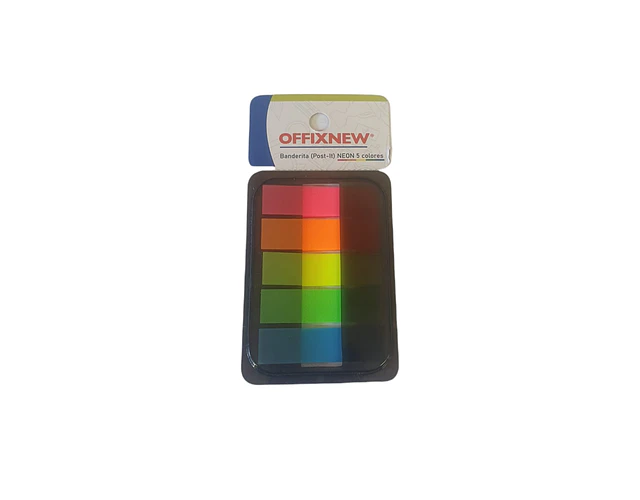 BANDERITA NEON 5 COLORES 1.25 x 4.3 CMS OFFIXNEW