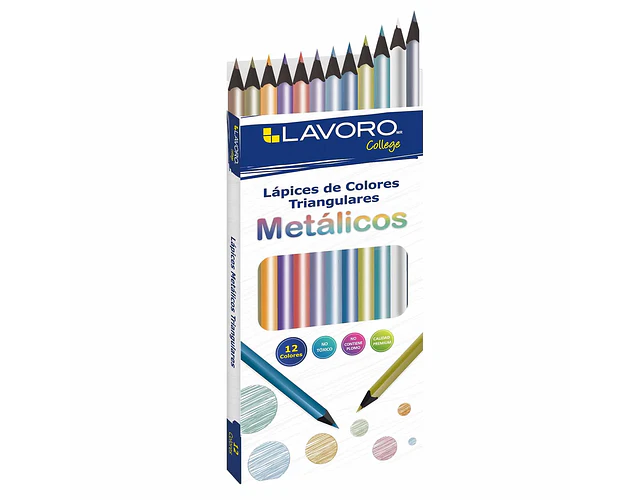 LAPICES 12 COLORES LARGO TRIANGULAR METALICO