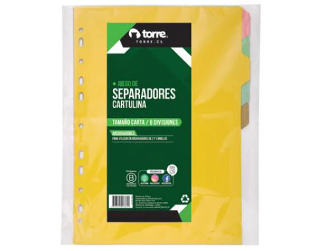 SEPARADOR CARTA 6 DIVISIONES CARTULINA