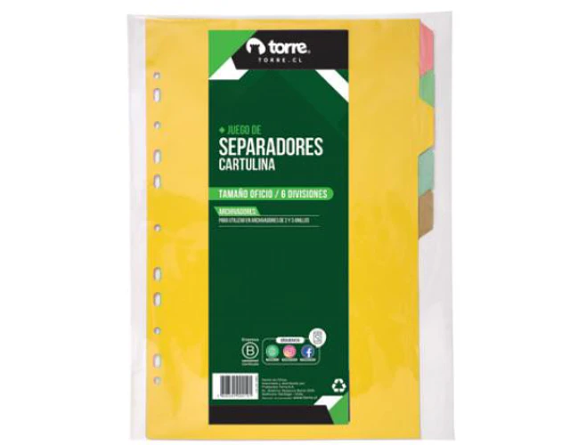 SEPARADOR OFICIO 6 DIVISIONES CARTULINA