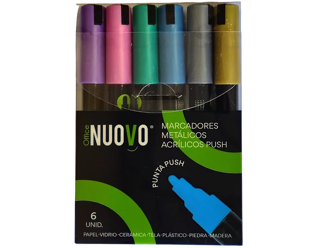MARCADORES ACRILICOS METALIC 6 UNIDADES